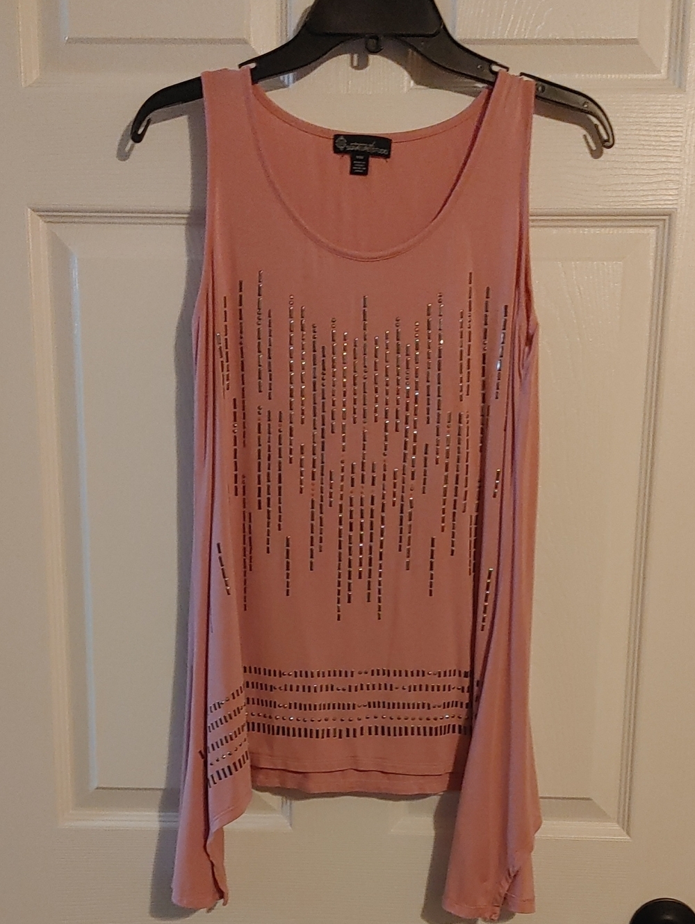 Signature Studio Dusty Rose Sleeveless Tank with Sequin Stripe Detail Size Med